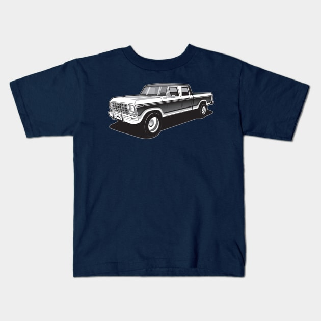 1979 Ford Pick up truck, crew cab shortbed Kids T-Shirt by RBDesigns